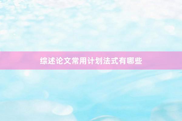 综述论文常用计划法式有哪些